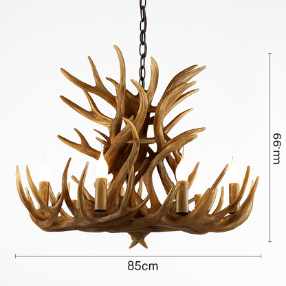 lustre rustique en bois de cerf pour décoration industrielle