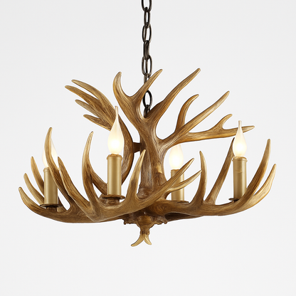 lustre rustique en bois de cerf pour décoration industrielle