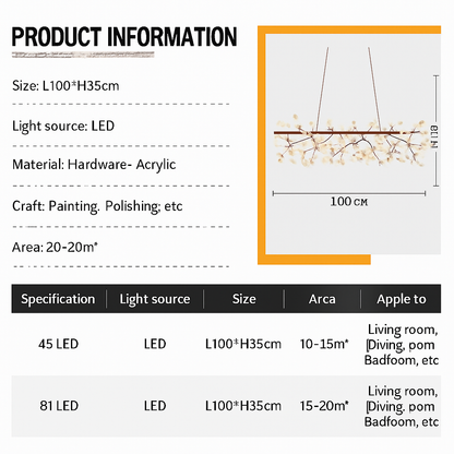 lustre sandyha firefly led design branche d'arbre suspension éclairage