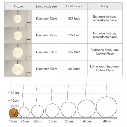 lustre suspension led pleine lune sandyha pour barre table