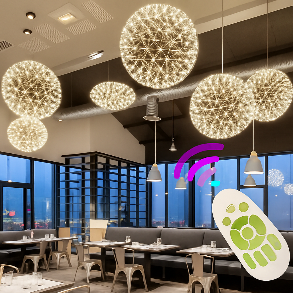lustre suspension loft en acier inoxydable led spark ball
