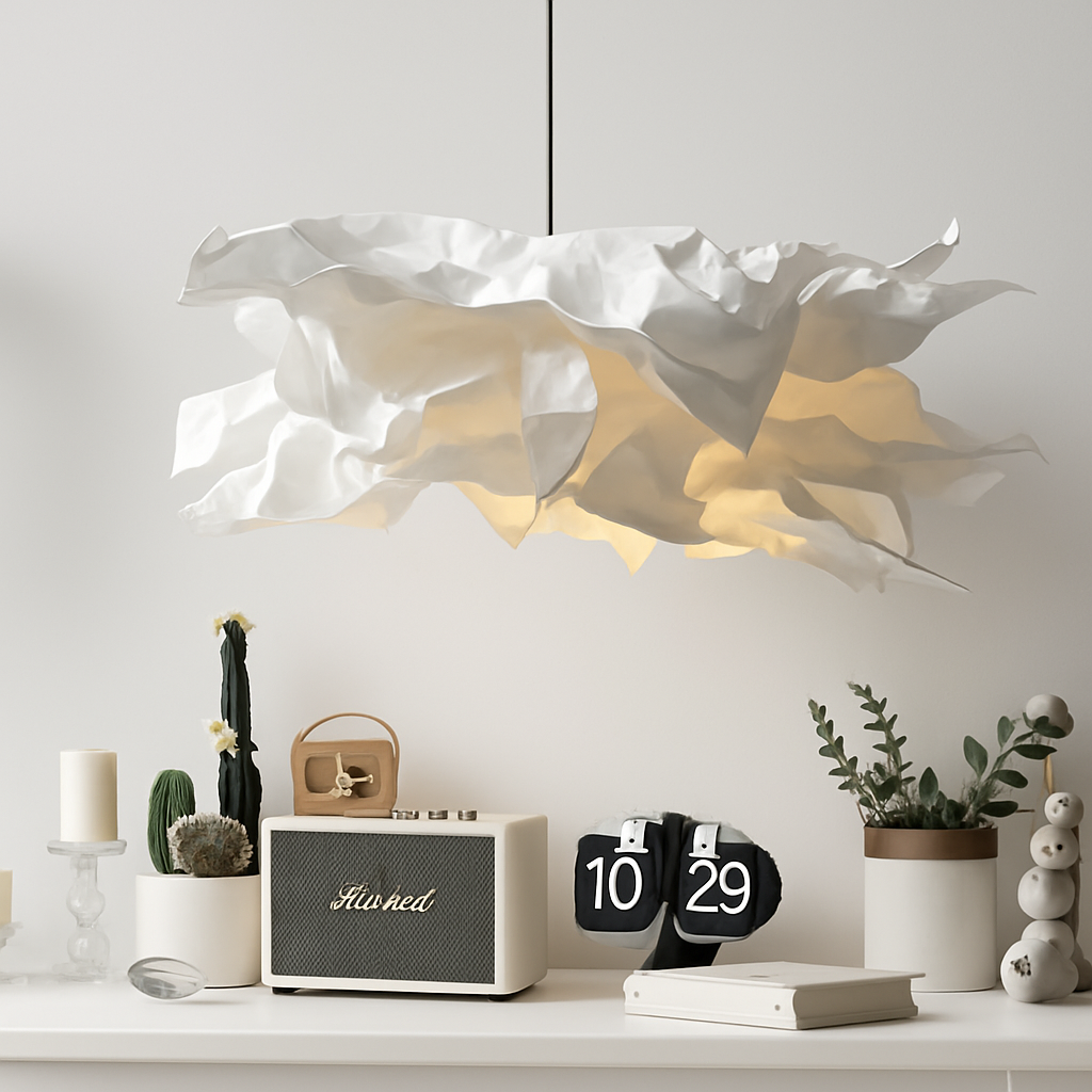 Lustres en papier blanc design fleur