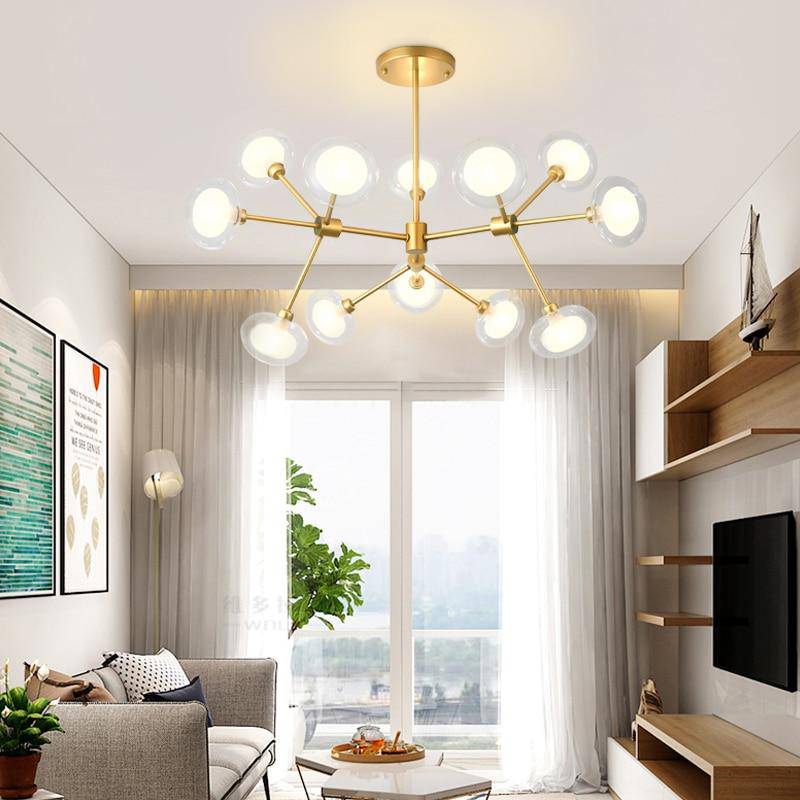 Lustre LED design branches et lampes en verre Lighting
