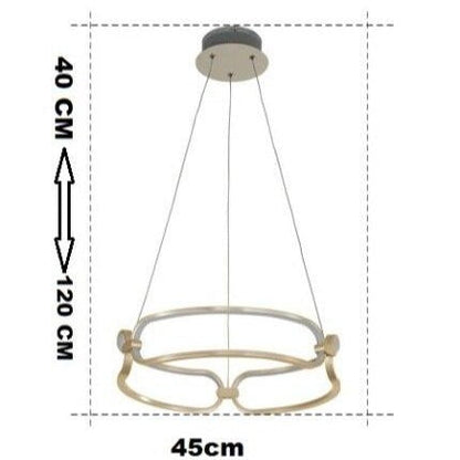 Lustre design à LED doré avec anneaux Pavia