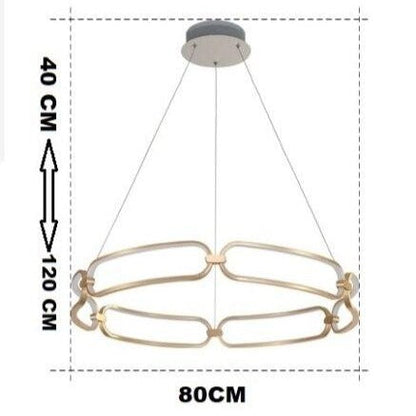 Lustre design à LED doré avec anneaux Pavia