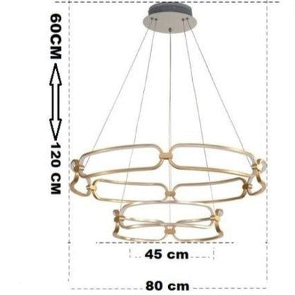 Lustre design à LED doré avec anneaux Pavia