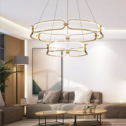 Lustre design à LED doré avec anneaux Pavia