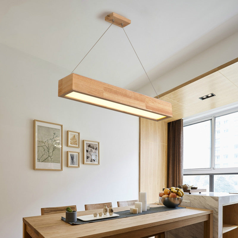 Lustre design rectangle en bois LED