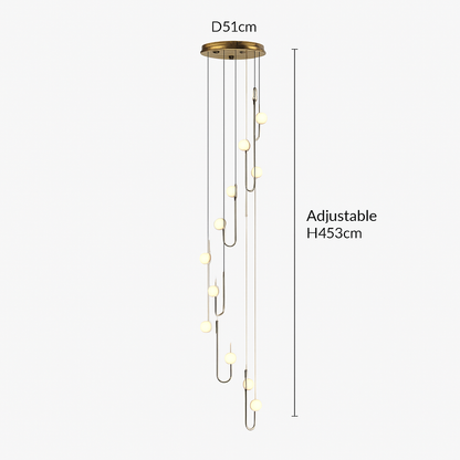 Suspension LED escalier colimaçon plafond lustre moderne luxe