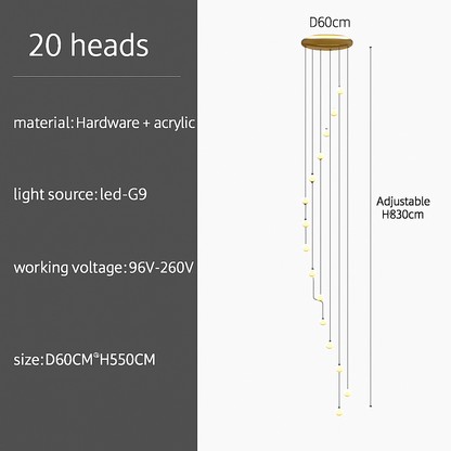 Suspension LED escalier colimaçon plafond lustre moderne luxe