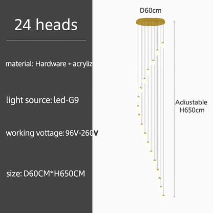 Suspension LED escalier colimaçon plafond lustre moderne luxe
