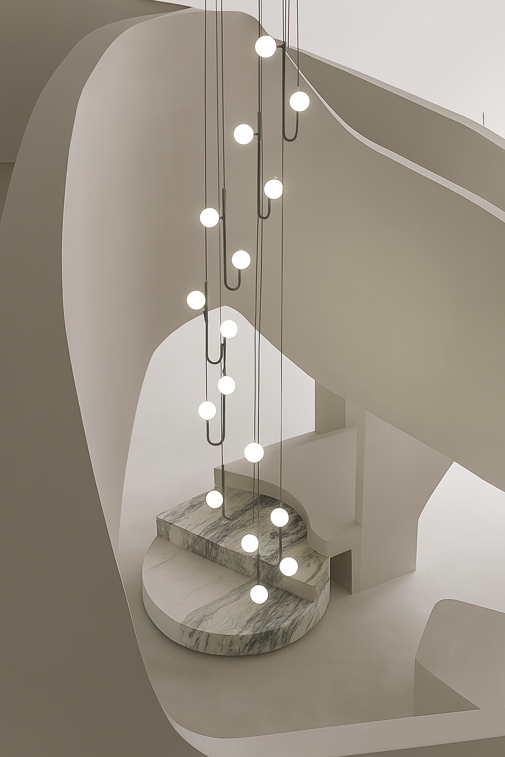 Suspension LED escalier colimaçon plafond lustre moderne luxe