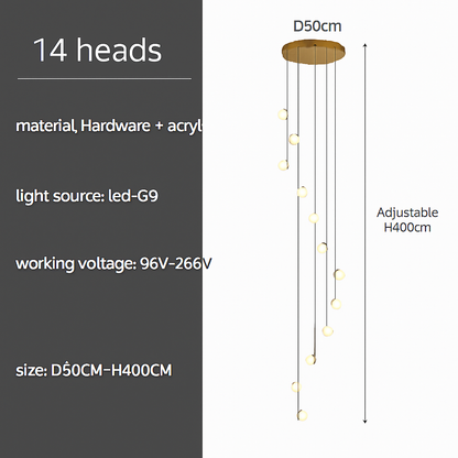 Suspension LED escalier colimaçon plafond lustre moderne luxe