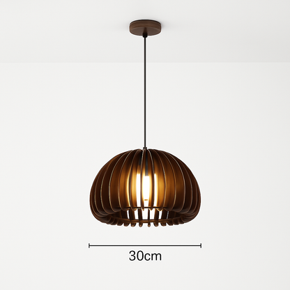 suspension lustre citrouille en bois naturel nordique éclairage