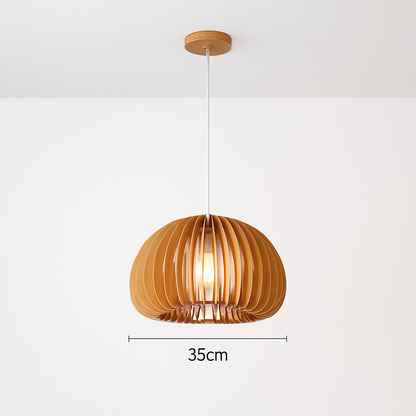 suspension lustre citrouille en bois naturel nordique éclairage